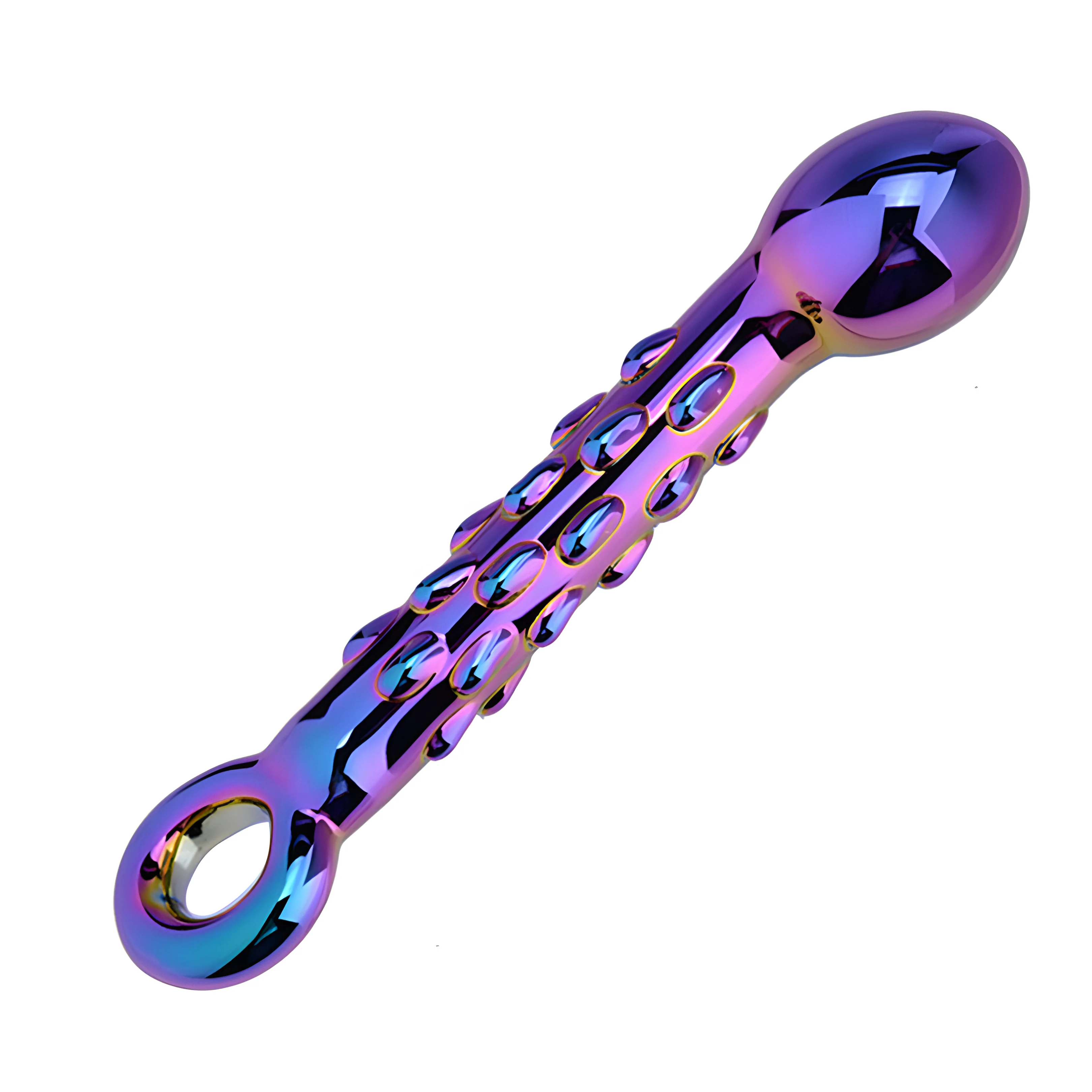 Rainbow Galaxy Glass Prostate Pull Plug & Nubby G-Spot Wand - Image 7