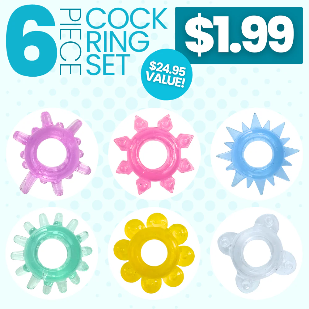 6 Piece Cock Ring Set - Get and Stay Hard, Boost Your Stamina, and Amplify Your Orgasms!
