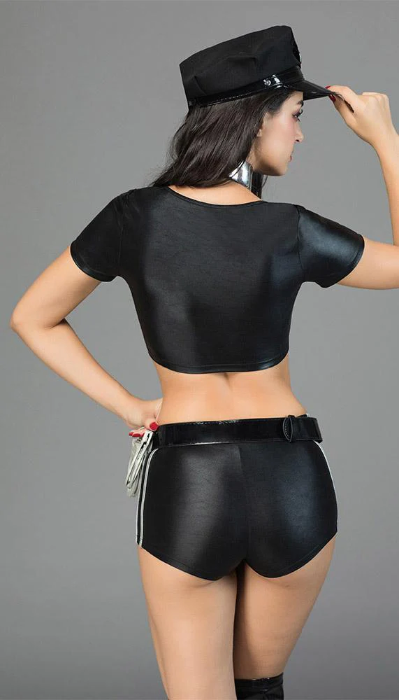 Sexy Police Officer Costume with Zip-Up Shirt - Image 3