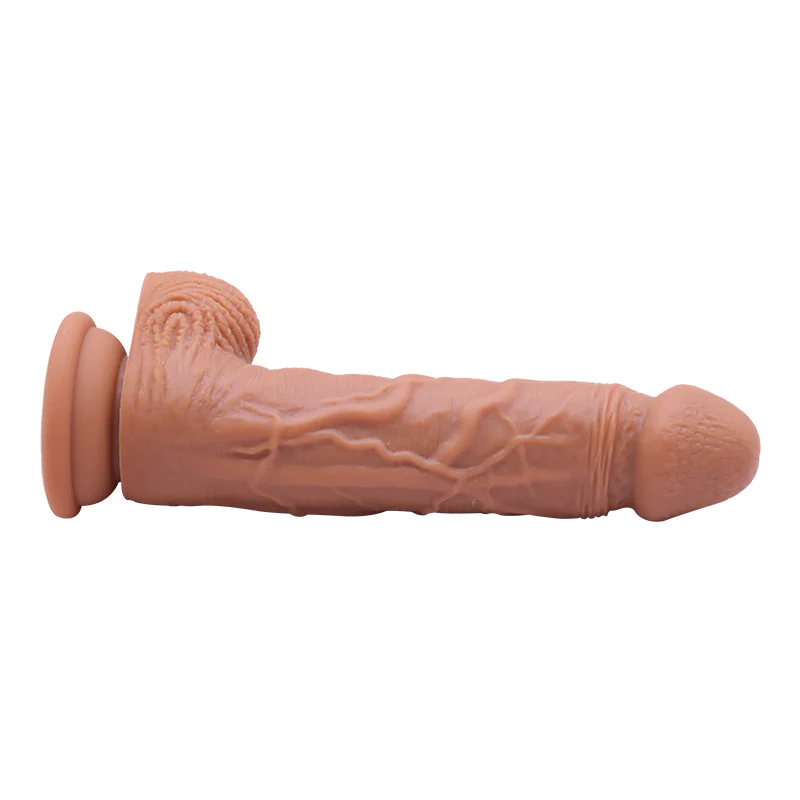 8.5 Inch Realistic Brown Silicone Dildo With Balls - Image 2