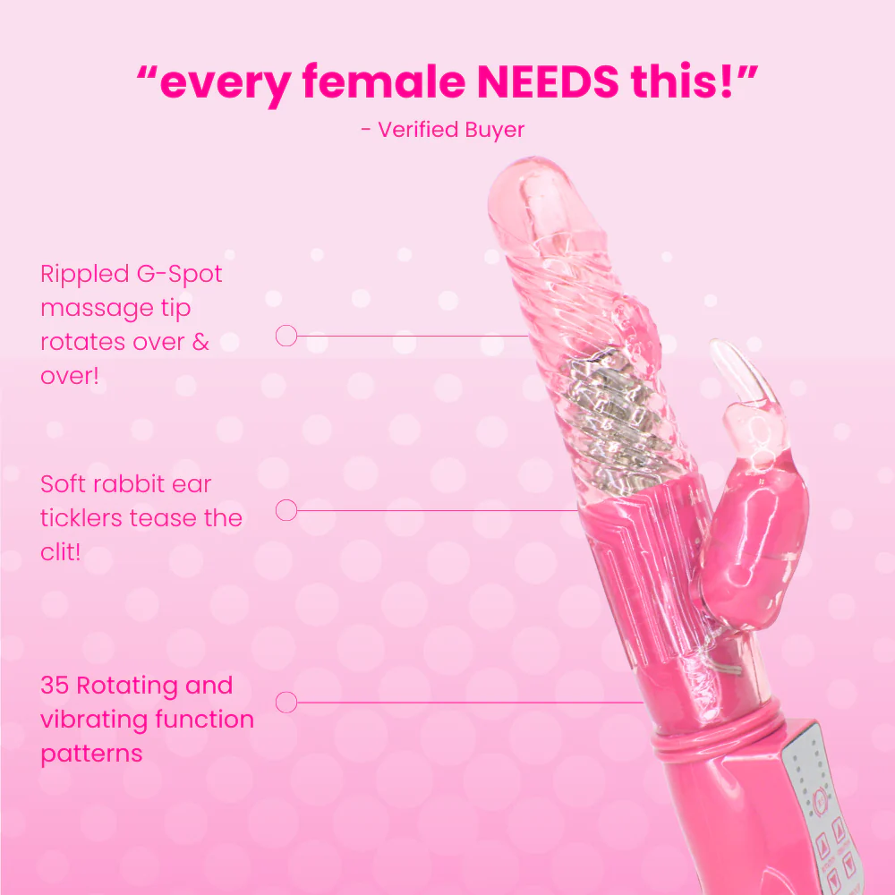 9 Inch Rotating Orgasm Rabbit in Pink - Image 5