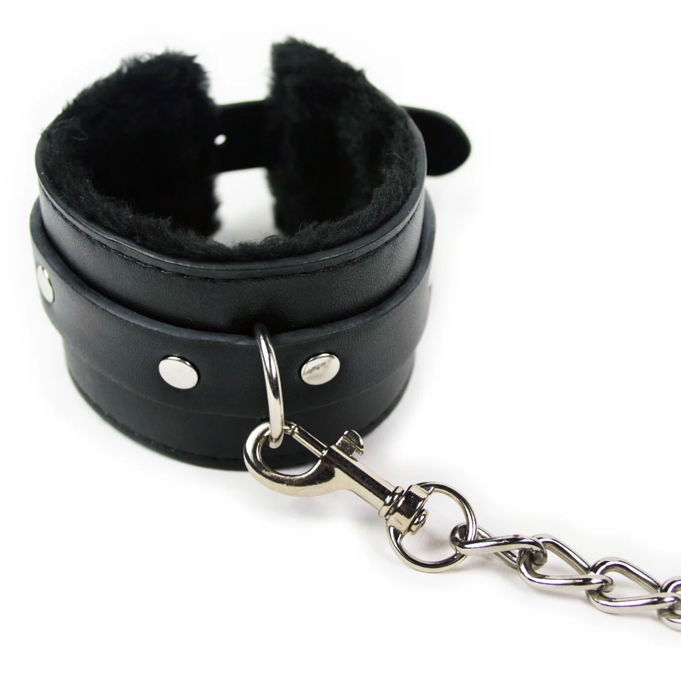 Adjustable Leather Faux Fur Lined Wrist Cuffs - Image 3