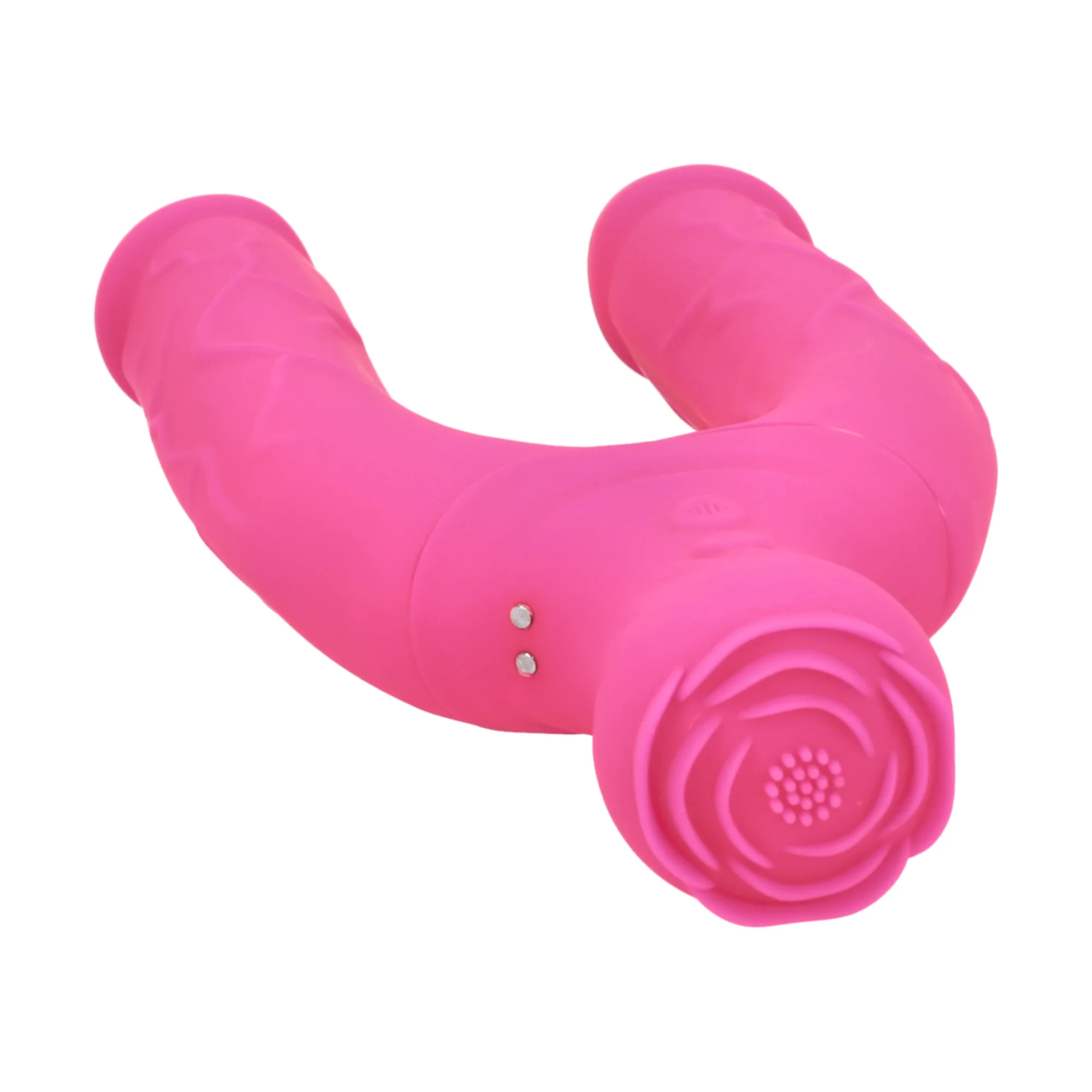 Bendy Silicone Double Dildo Vibrator with Clit Teaser - Fulfill DP Fantasies or Buzz Your Clit with the Vibrating Handle! - Image 11