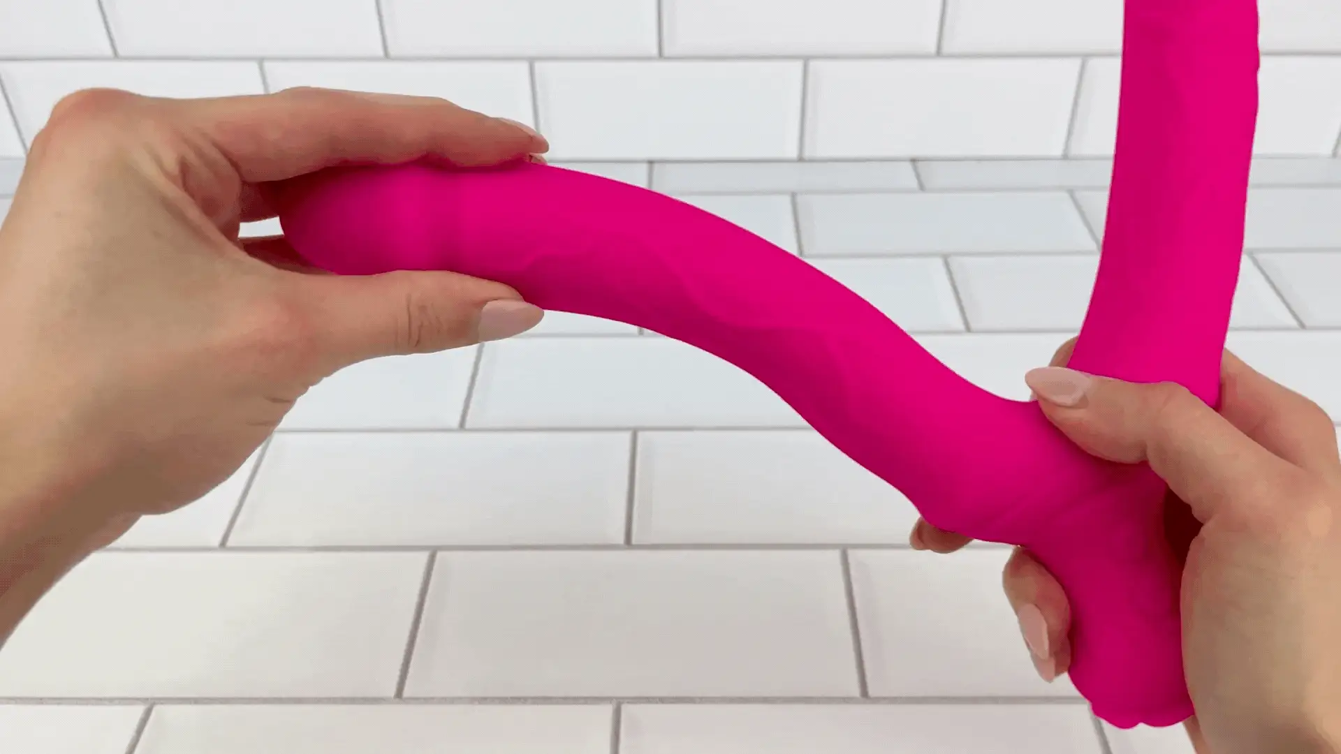 Bendy Silicone Double Dildo Vibrator with Clit Teaser - Fulfill DP Fantasies or Buzz Your Clit with the Vibrating Handle! - Image 4