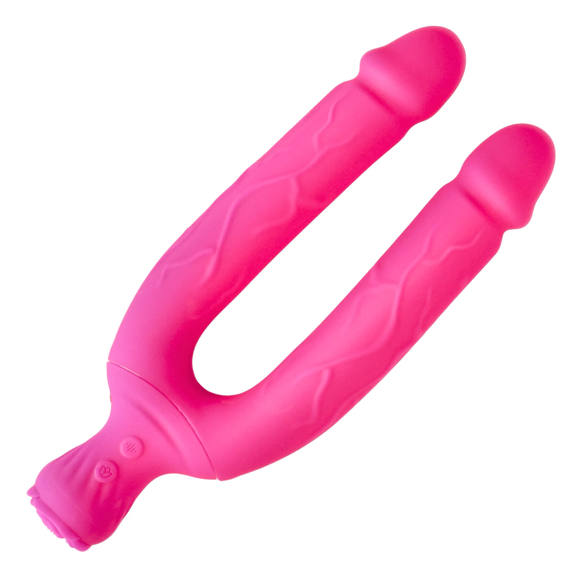 Bendy Silicone Double Dildo Vibrator with Clit Teaser - Fulfill DP Fantasies or Buzz Your Clit with the Vibrating Handle! - Image 9