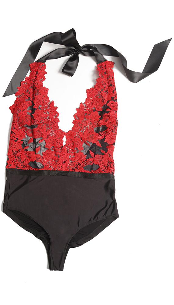 Deep V-Neck Embroidered Teddy - Image 5