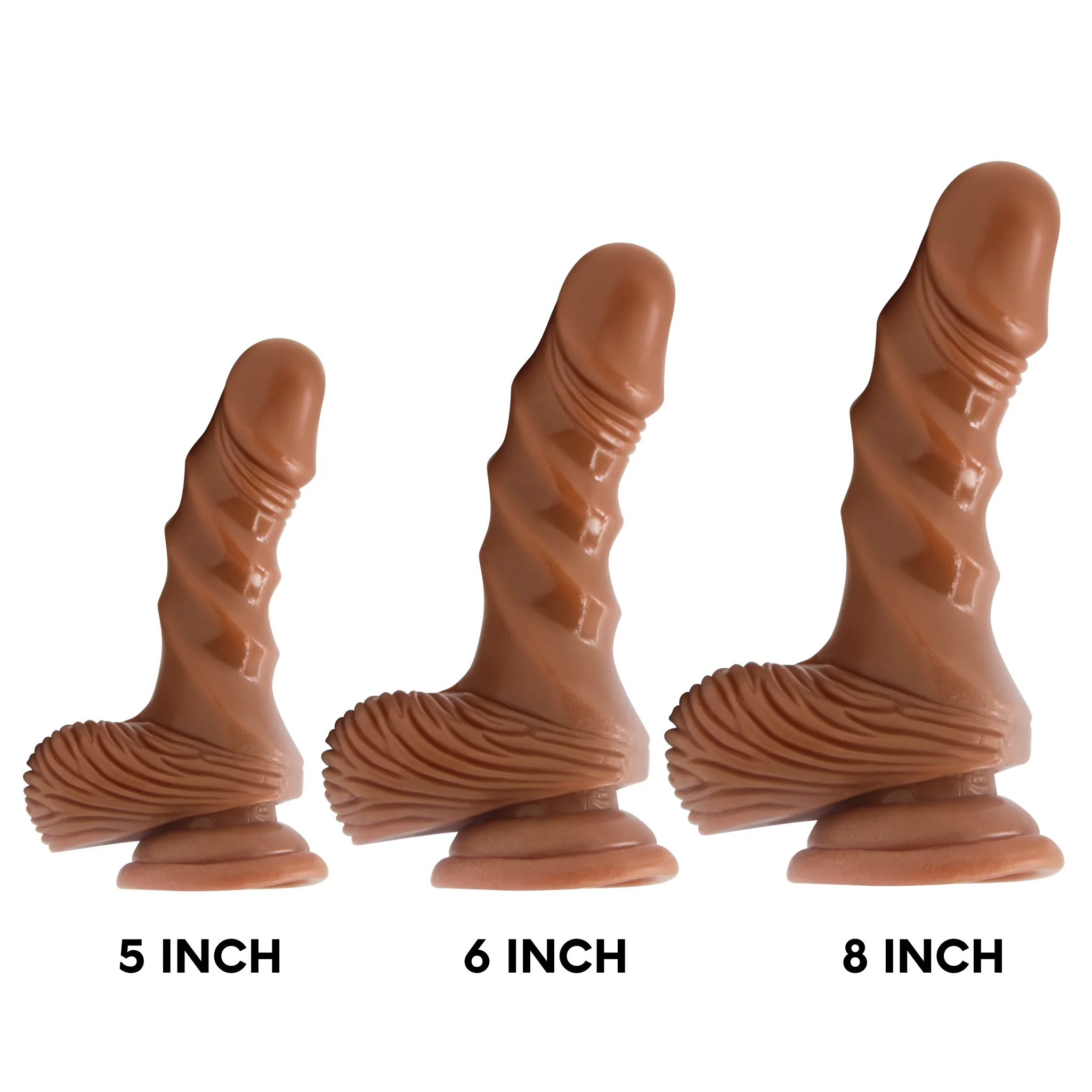 Brown Rippled Suction Cup G-Spot Dildo - Image 5