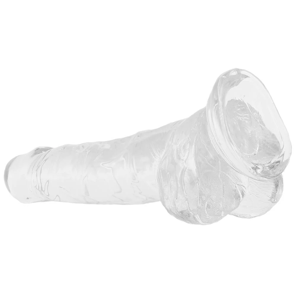 Clear Suction Cup Dildo with Balls - Image 2