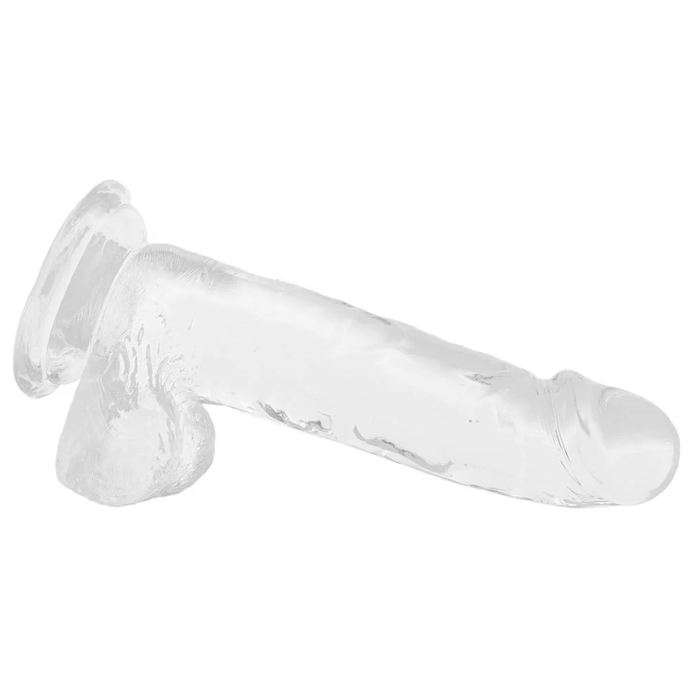 Clear Suction Cup Dildo with Balls - Image 3