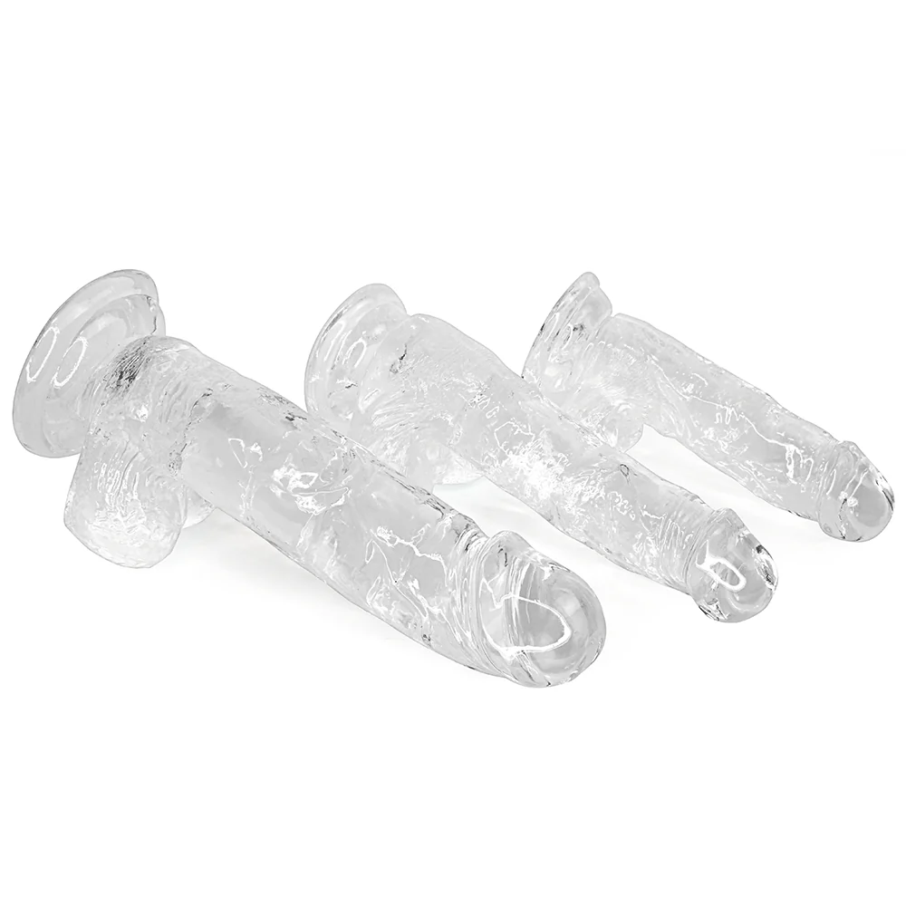 Clear Suction Cup Dildo with Balls - Image 4