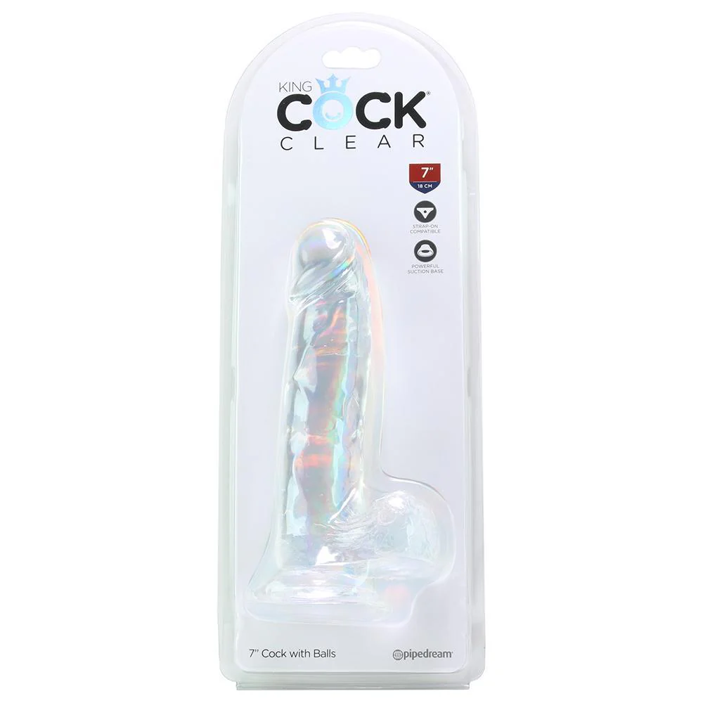 Clear Suction Cup Dildo with Balls - Image 5