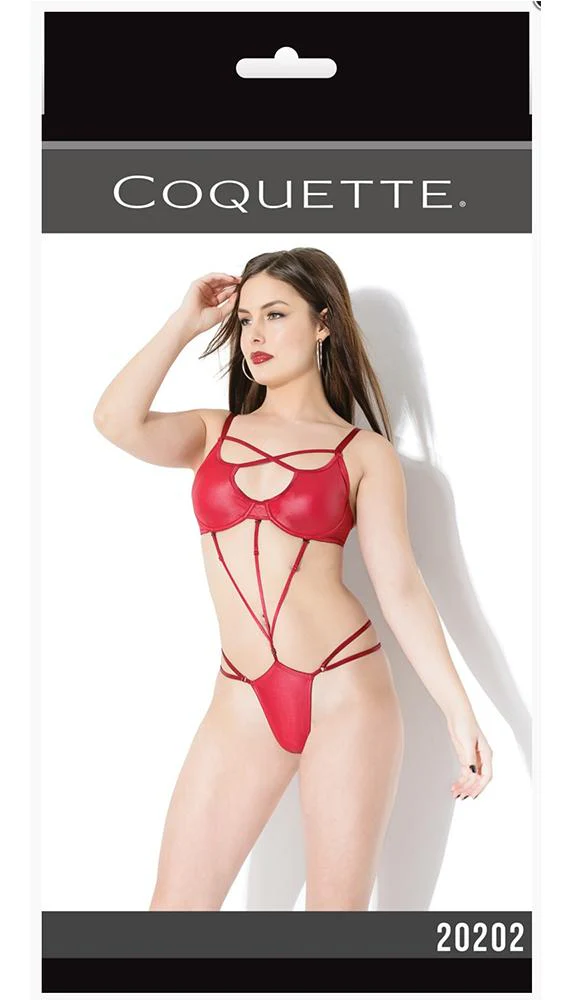 Wet Look Convertible Strappy Teddy - Image 4