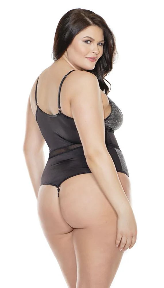 Strappy Shimmer & Fishnet Thong Teddy - Image 4