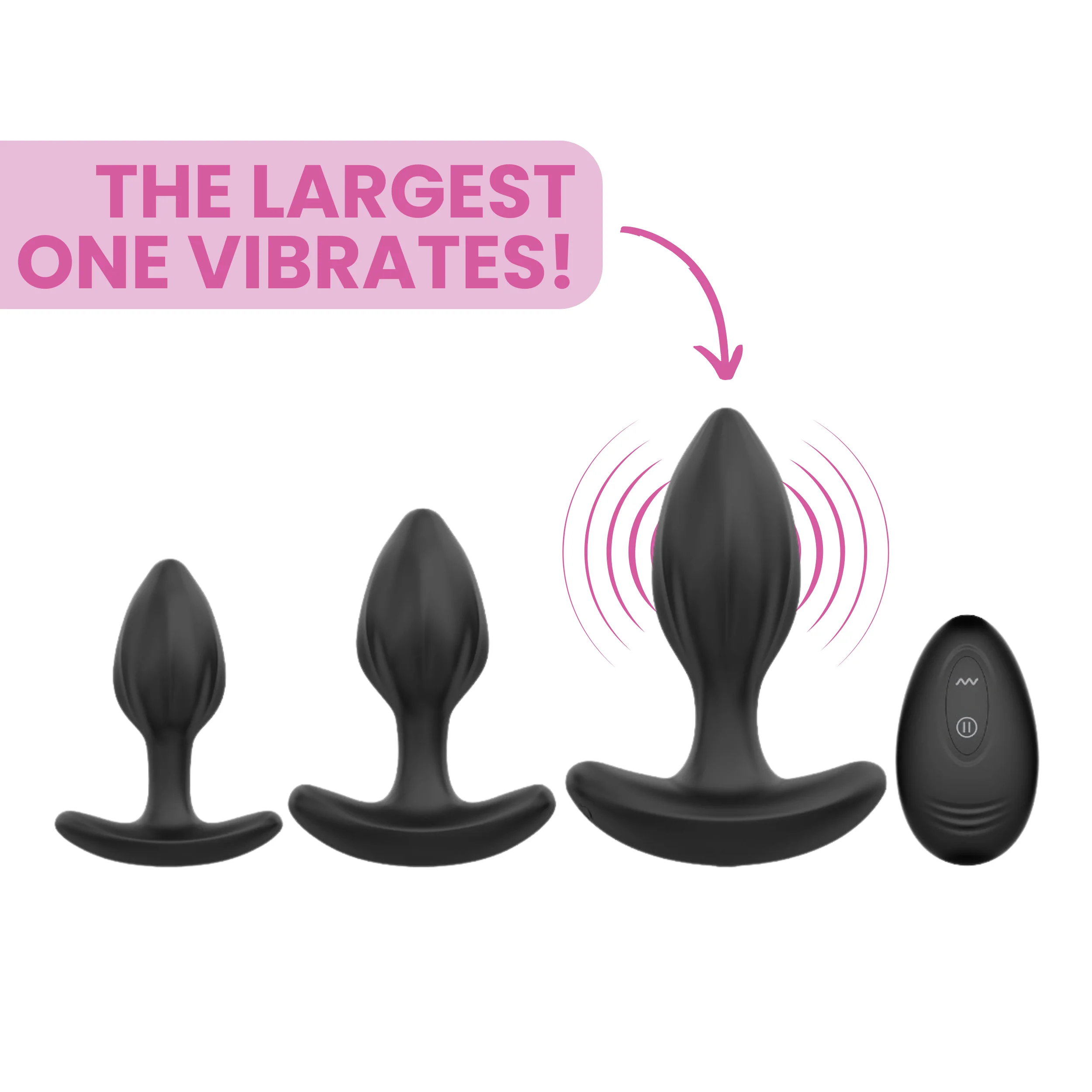 Desire Me Silicone Anal Plug Set - The Large Plug Vibrates! - Image 3