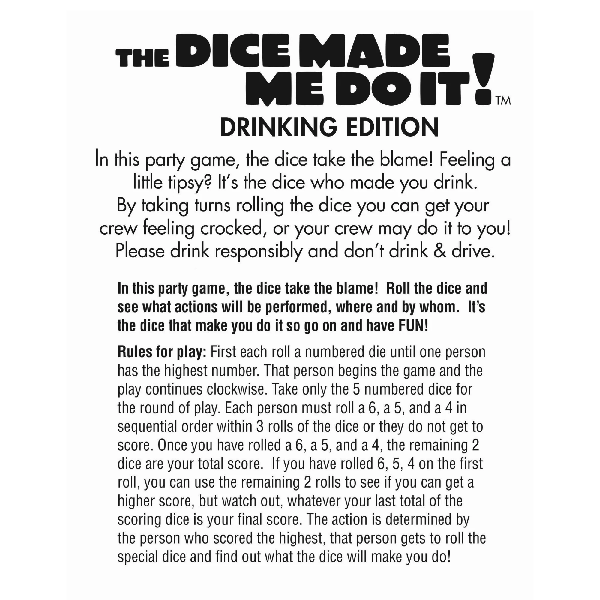 The Dice Made Me Do It Drinking Edition - Image 3