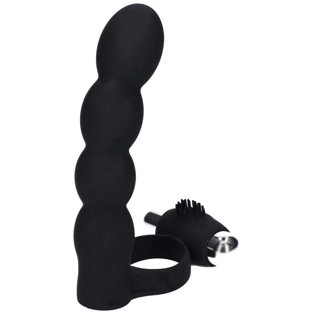 Beaded Double Penetration Clit Stimulating Vibrating Cock Ring - Image 9