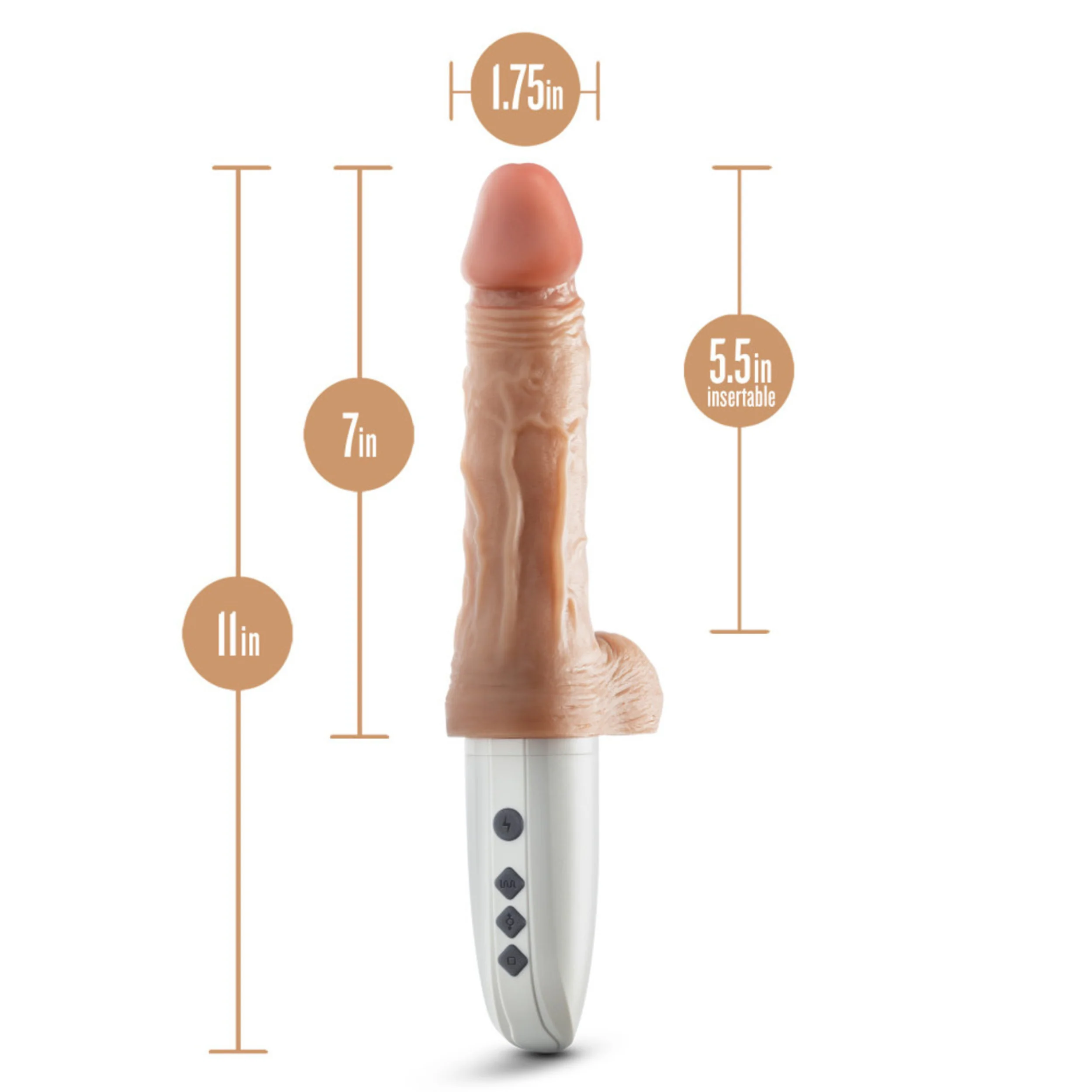 Dr. Skin -Dr. Hammer Rechargeable Thrusting Dildo with Handle and Remote Control 7in - Image 4