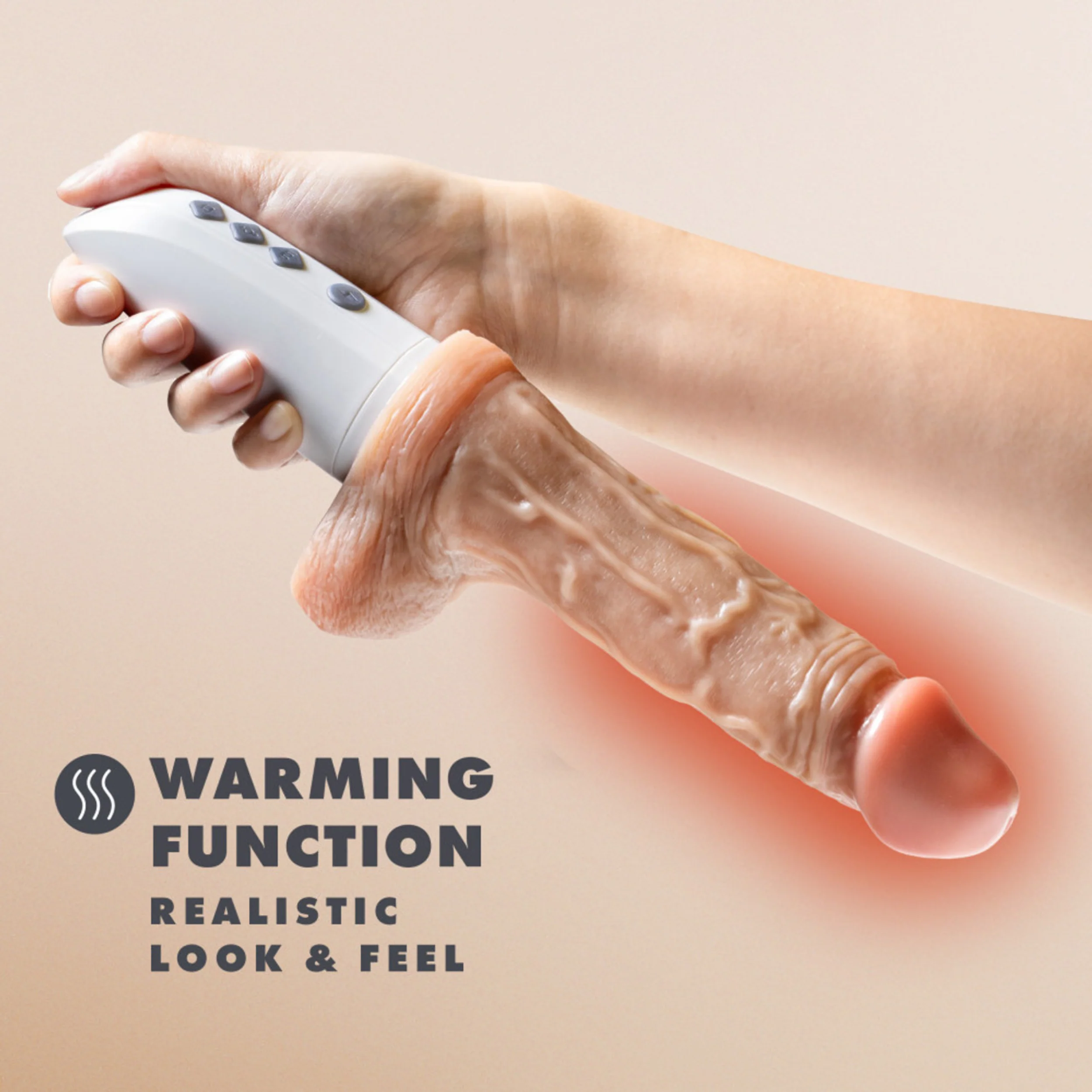 Dr. Skin -Dr. Hammer Rechargeable Thrusting Dildo with Handle and Remote Control 7in - Image 5
