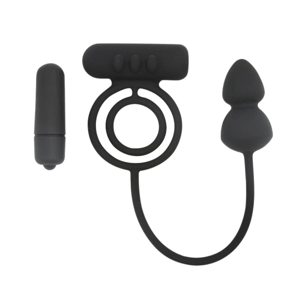 Dual Vibrating Cock Ring & Butt Plug Combo - Image 2