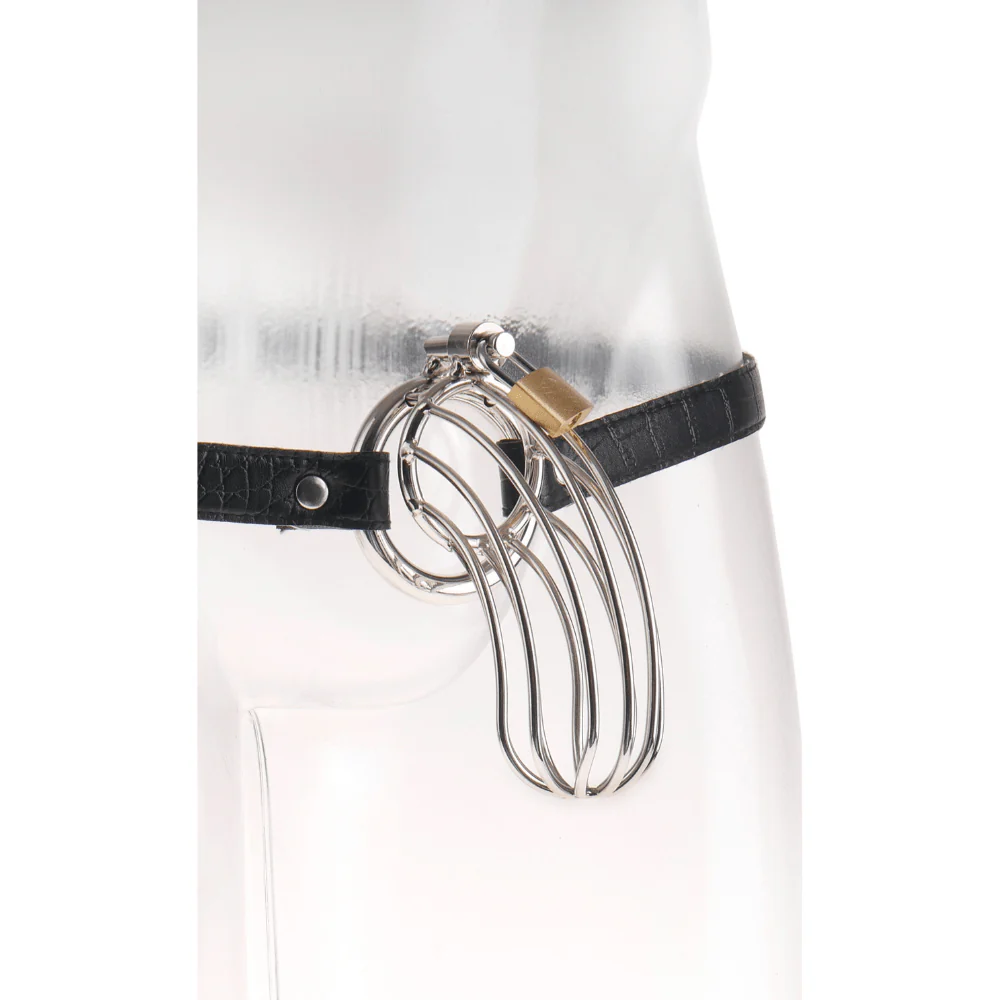 Fetish Fantasy Extreme Steel Chastity Cock Cage Belt - Image 4