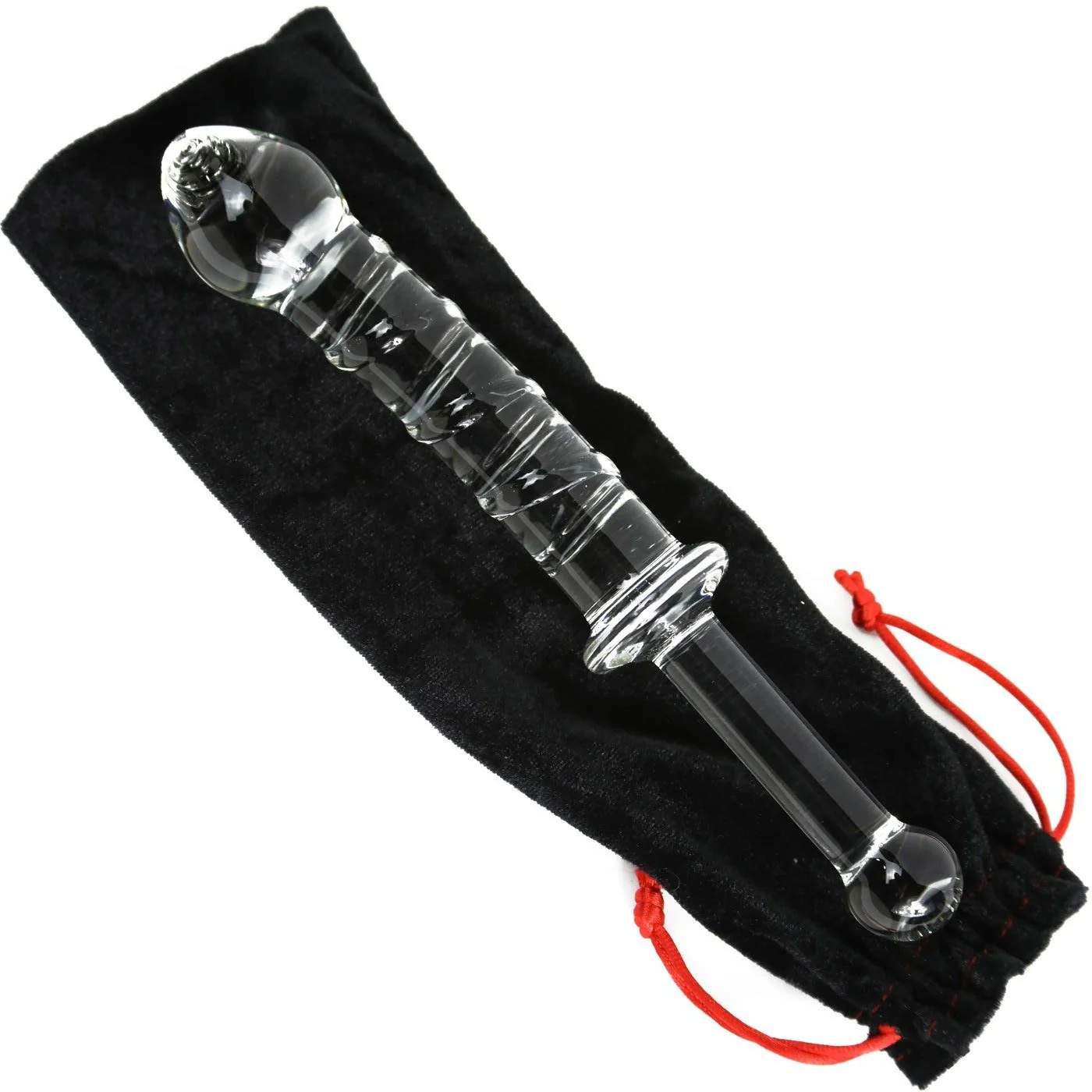 X-Long Textured Glass Dildo With Handle - Image 10