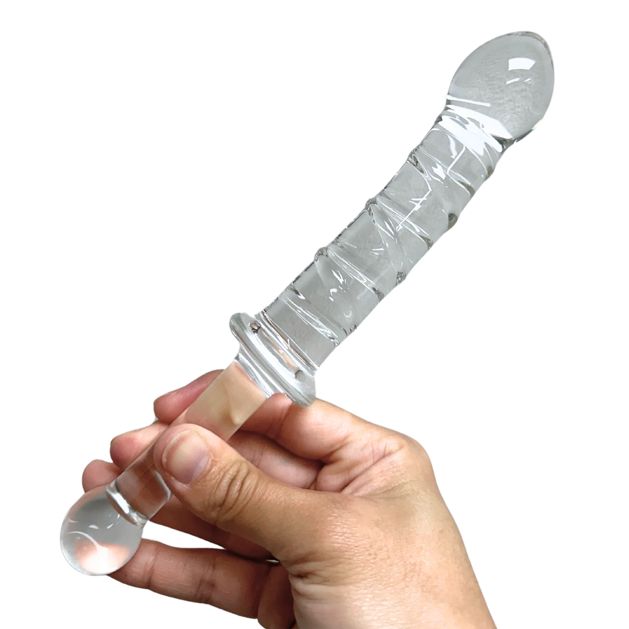 X-Long Textured Glass Dildo With Handle - Image 7