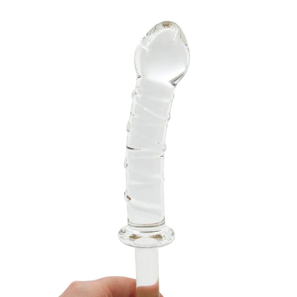 X-Long Textured Glass Dildo With Handle - Image 8