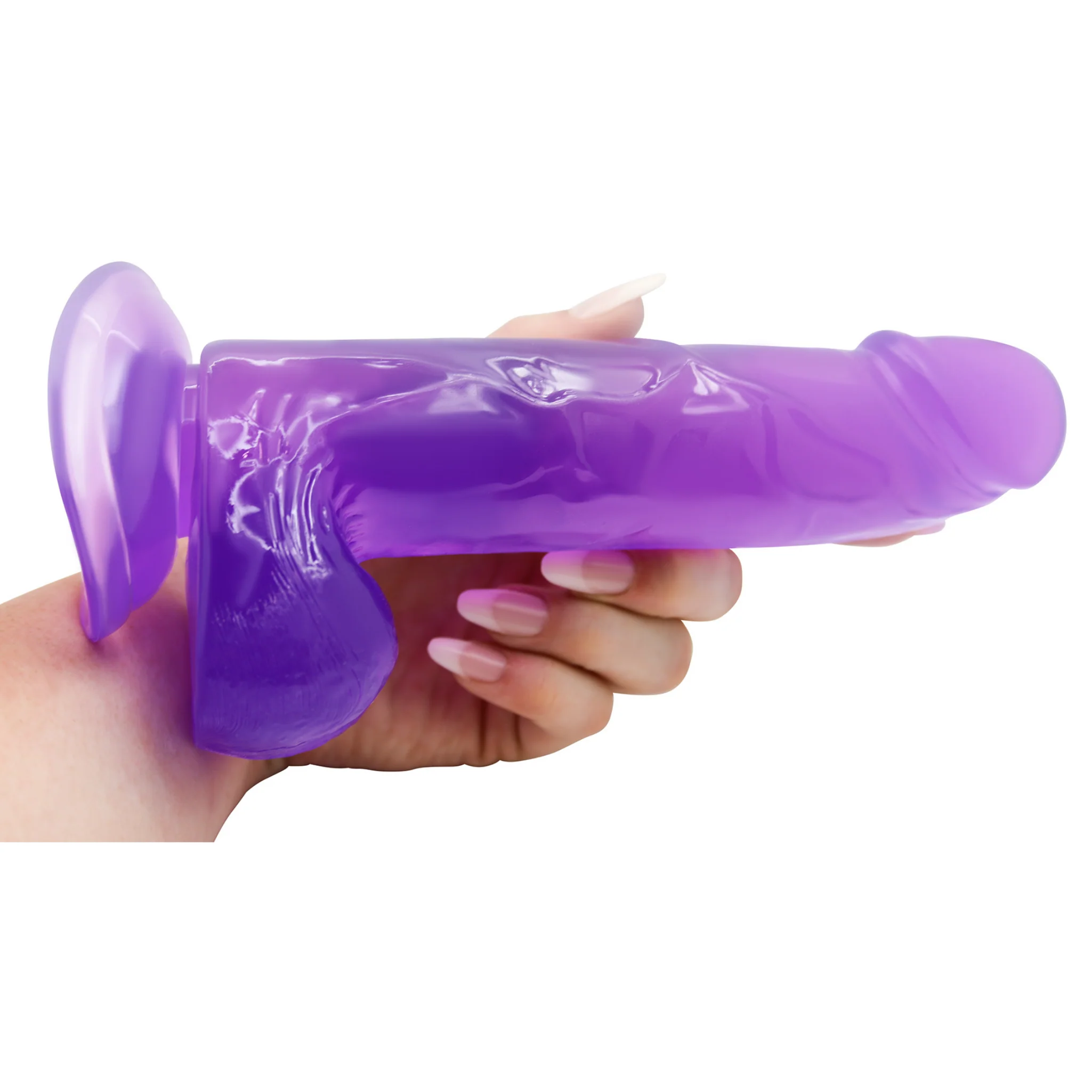 Long & Thick Ultra Veined Jelly G-Spot Dildo With Balls - Image 3
