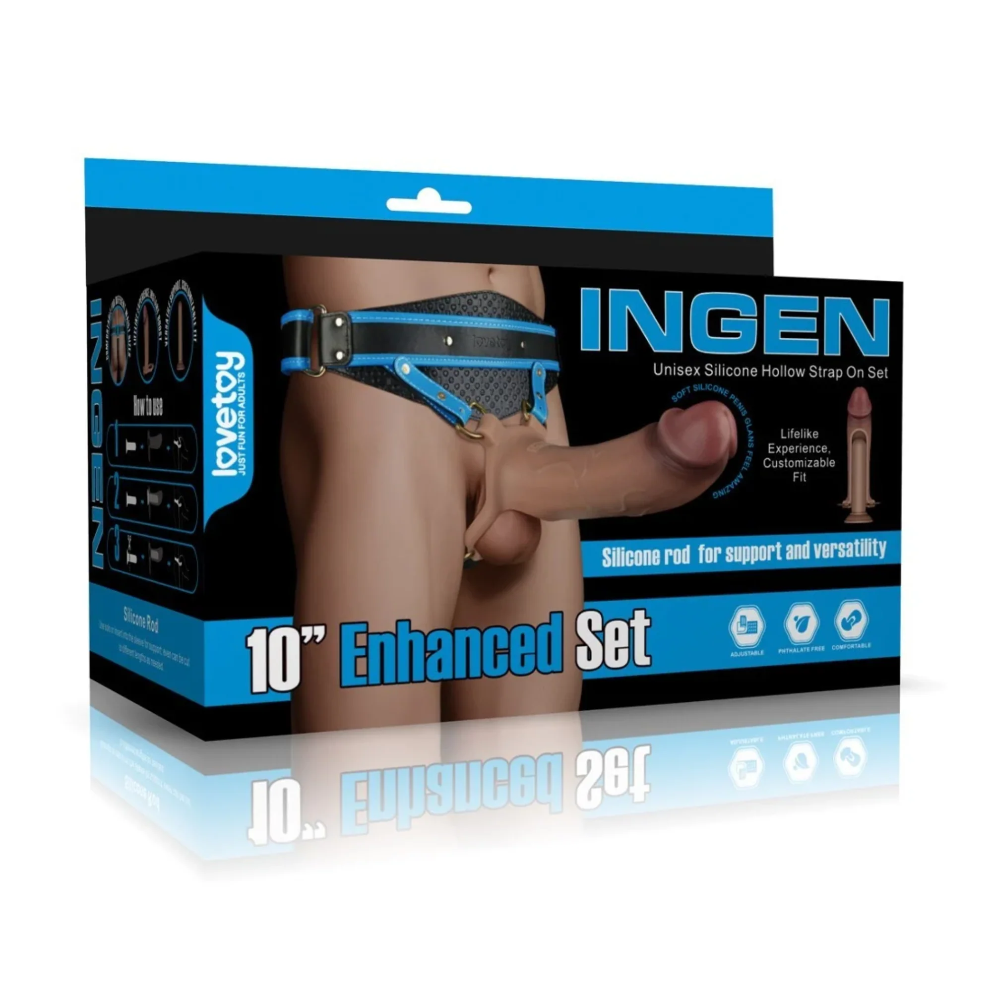 INGEN 10" Enhanced Hollow Strap-on Set