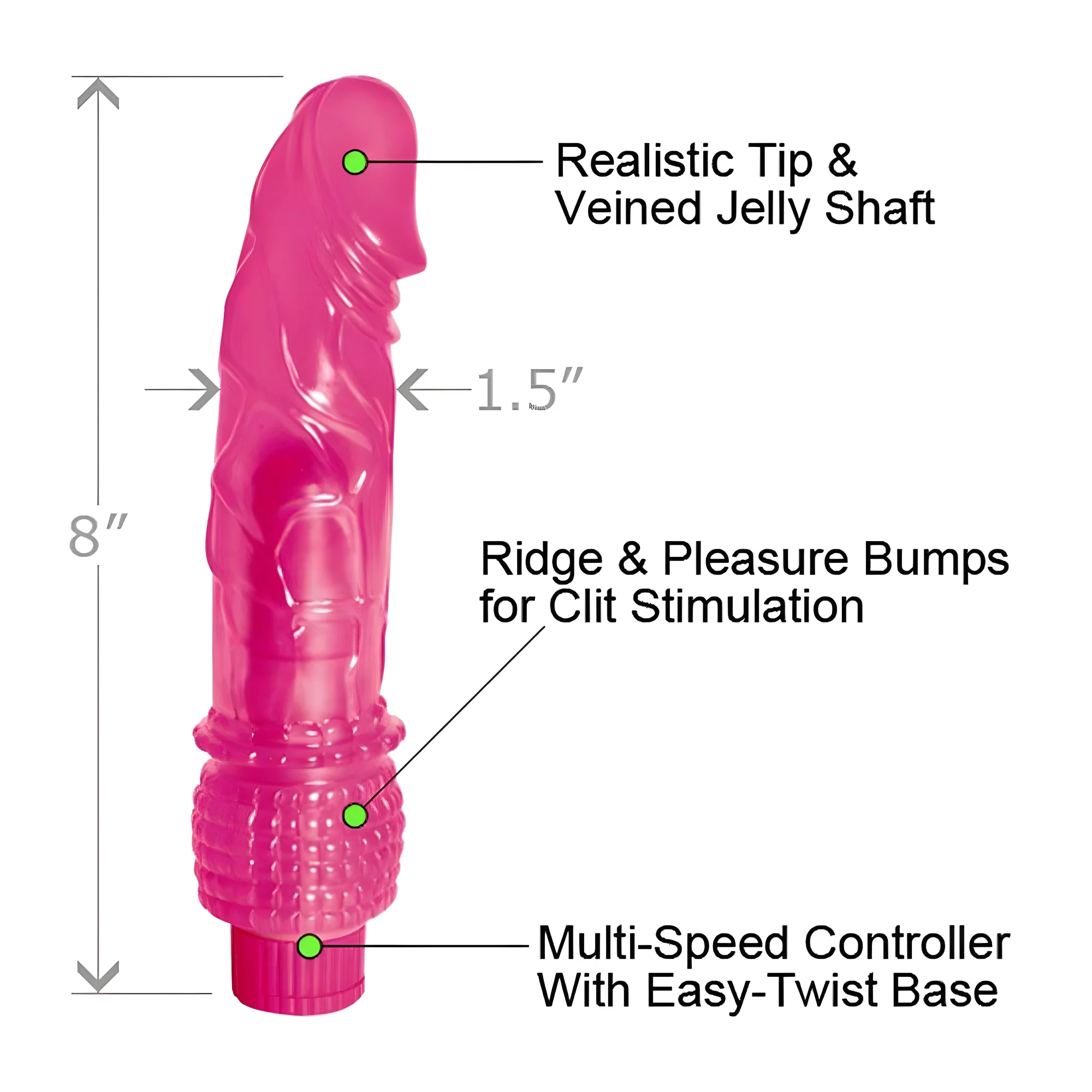Vibrating Jelly Dong - Tickler Ring at the Base Teases with Each Thrust! - Image 3