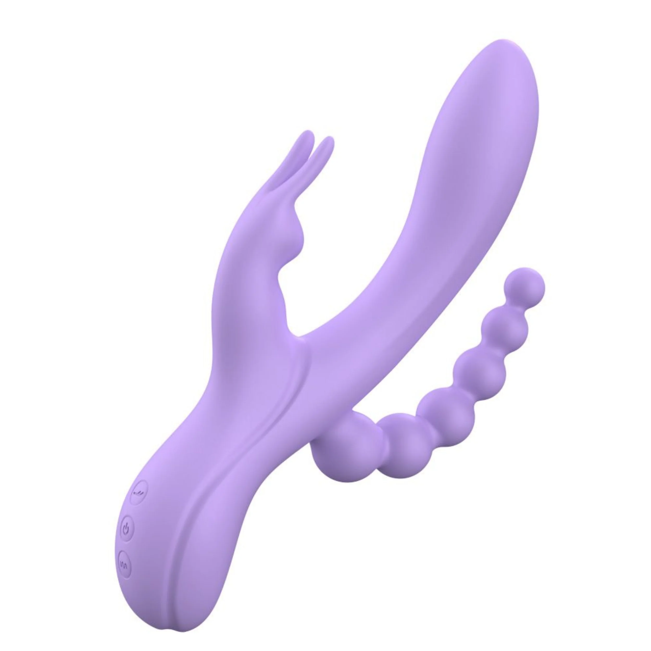 Lavender Trifecta Silicone Triple Stimulator - Powerful Vibes in Dual Motors! - Image 3