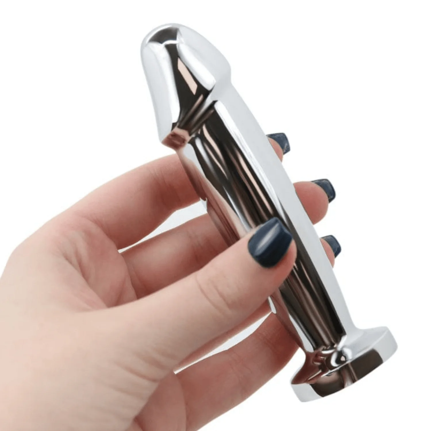 Penis Shape Metal Anal Plug Dildo With Jewel - Image 5