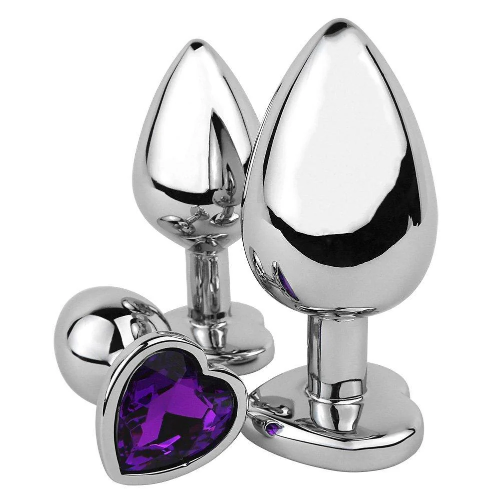 Jeweled Metal Heart Butt Plug - Image 4