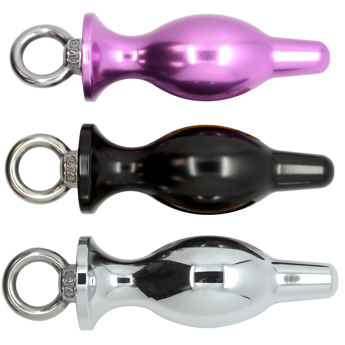 Metal Bulbed Anal Plug With Pull Ring - Image 5