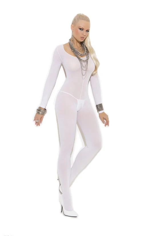 Opaque Open Crotch Bodystocking - Image 2