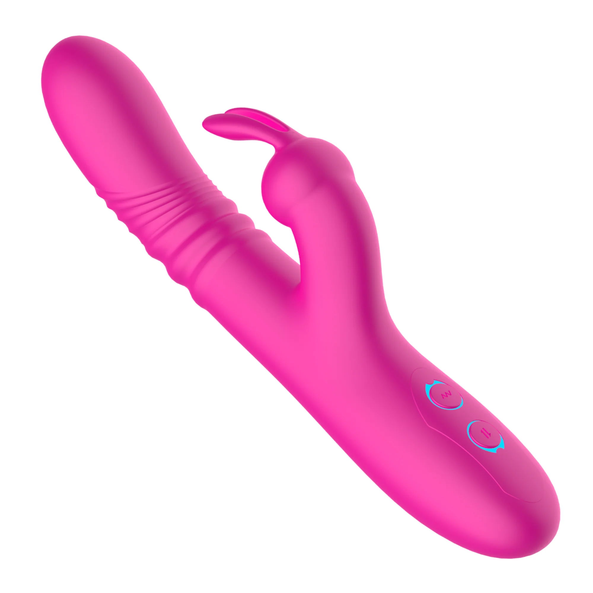 Pink Silicone Rippled Thrusting Rabbit - Image 3