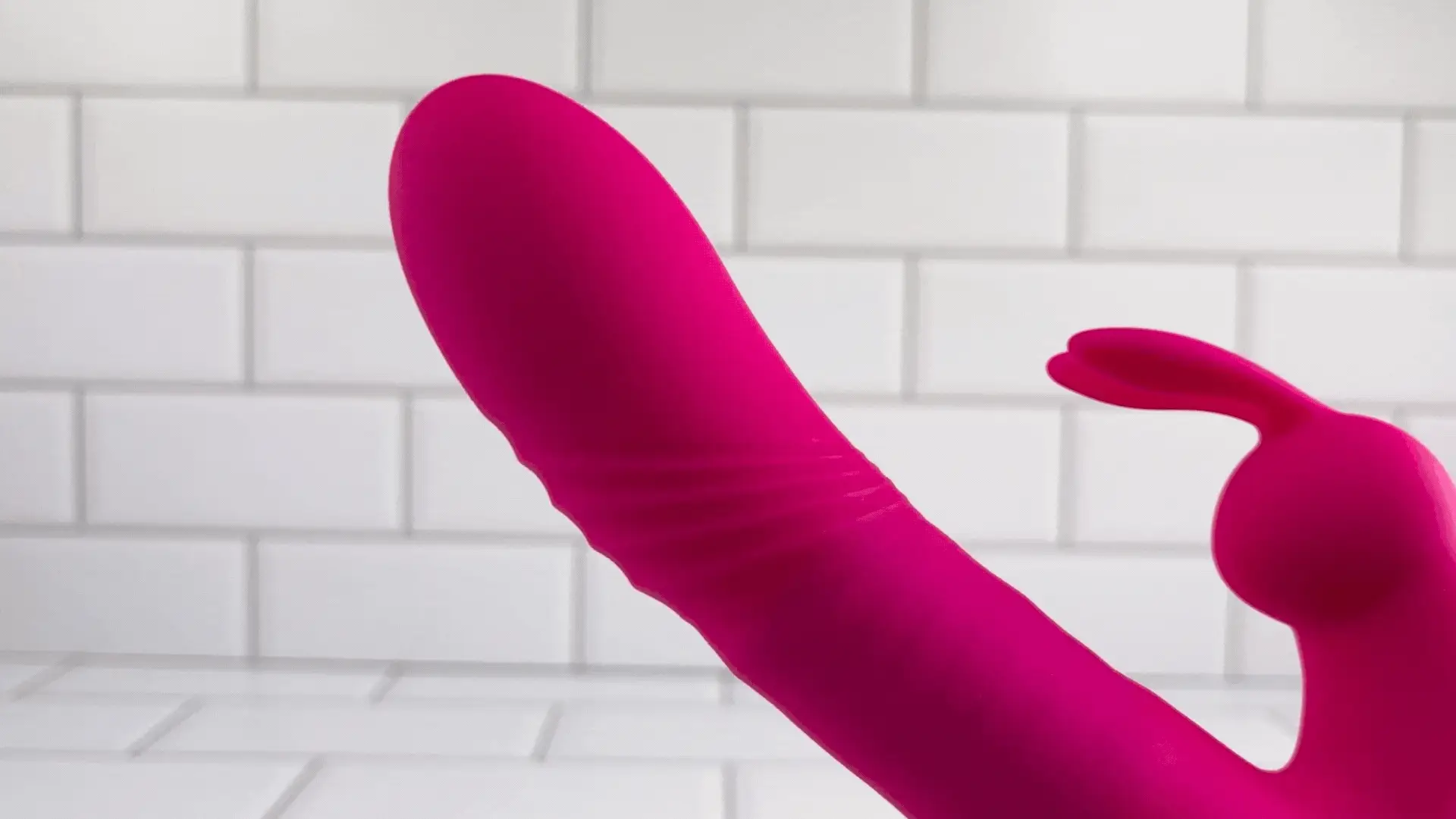 Pink Silicone Rippled Thrusting Rabbit - Image 6