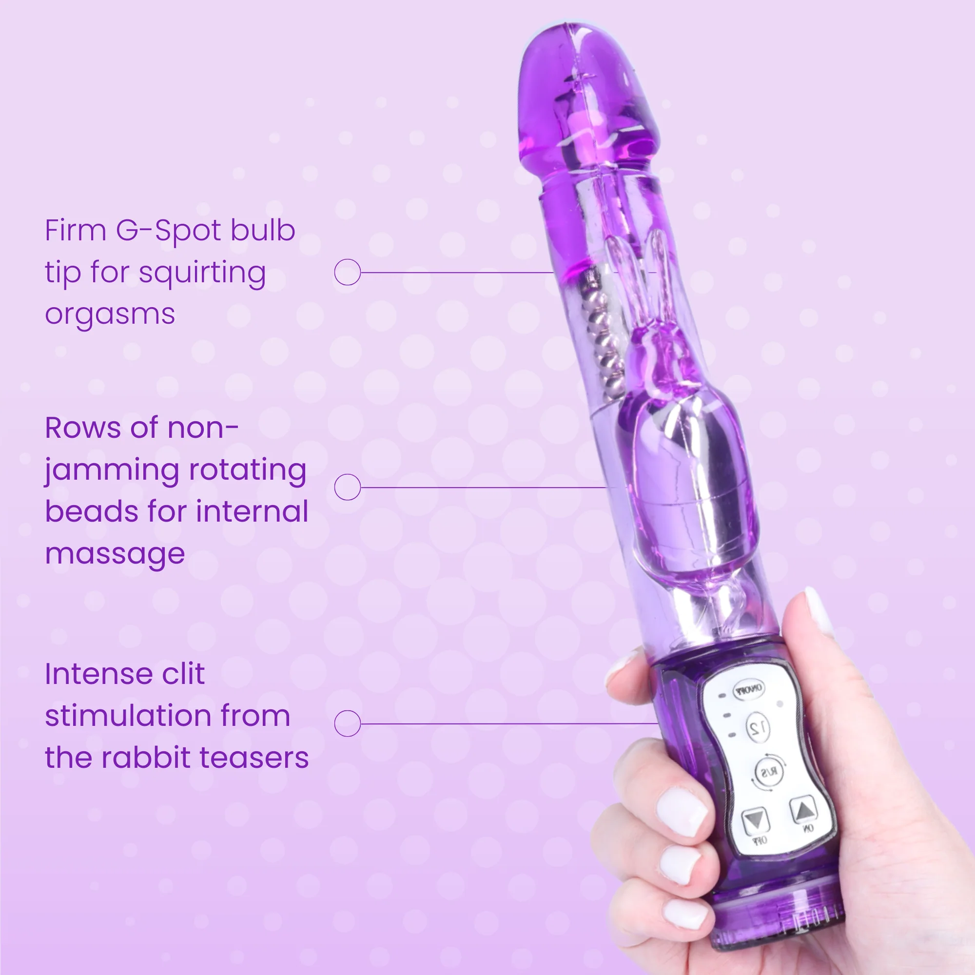 Rabbit Vibrator With 5 Rows Of Rotating Beads - Image 5