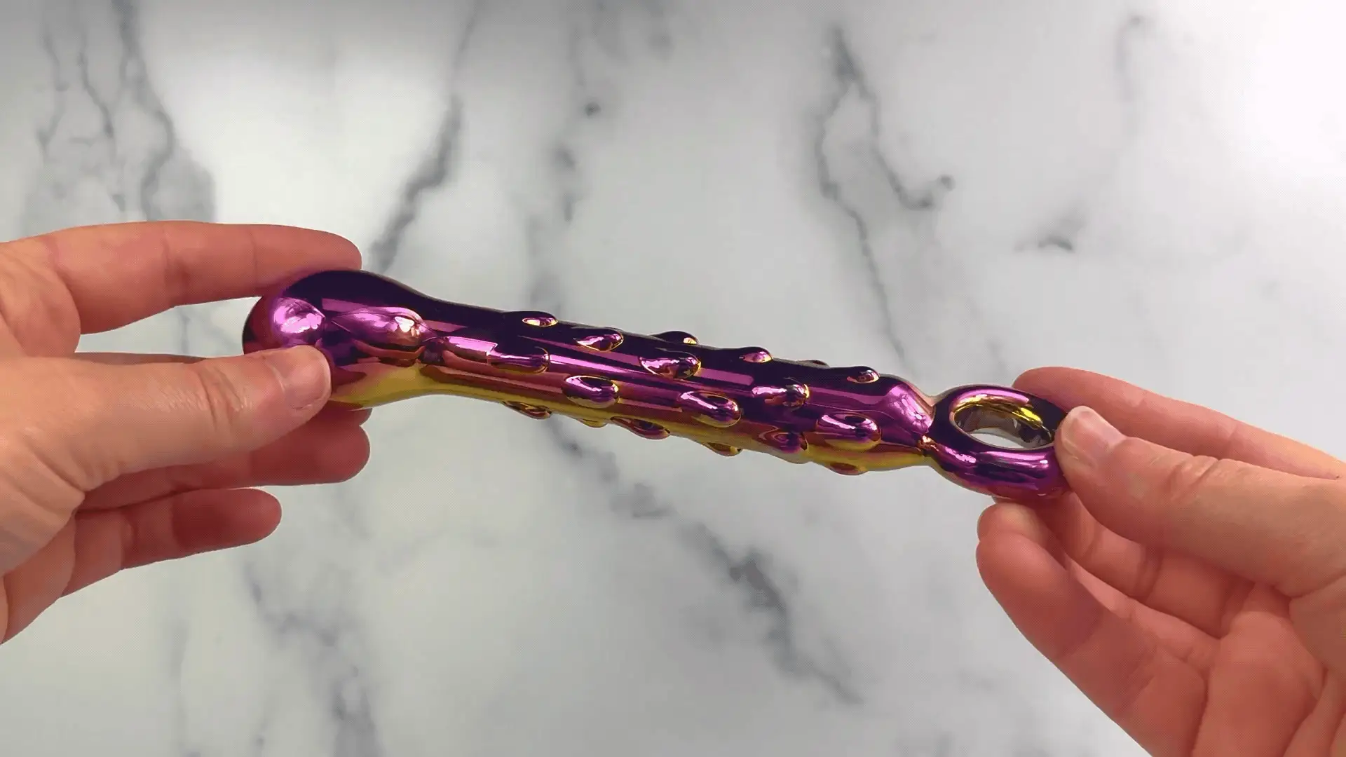 Rainbow Galaxy Glass Prostate Pull Plug & Nubby G-Spot Wand - Image 2