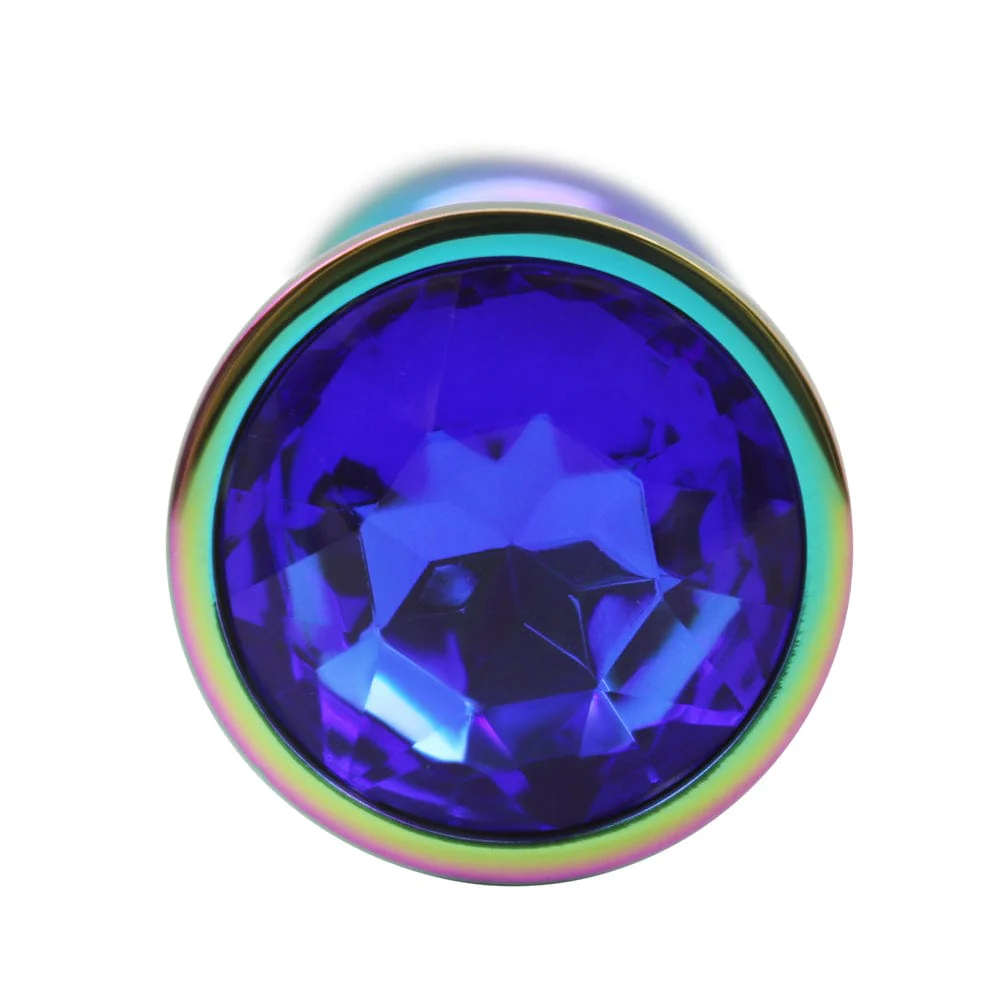 Rainbow Metal Anal Plug With Jewel - Image 3