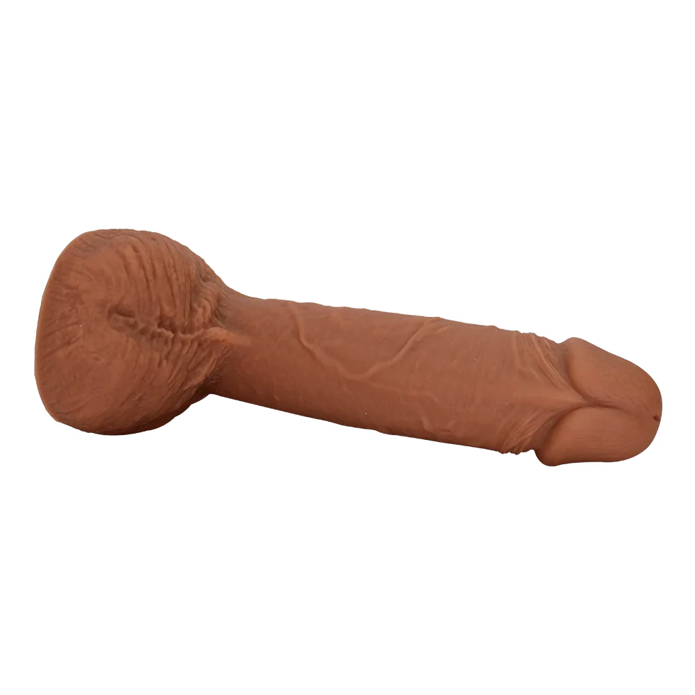 Realistic Feel Brown Silicone Dildo With Balls For Orgasmic Internal & External Pleasure With Every Thrust - Image 5