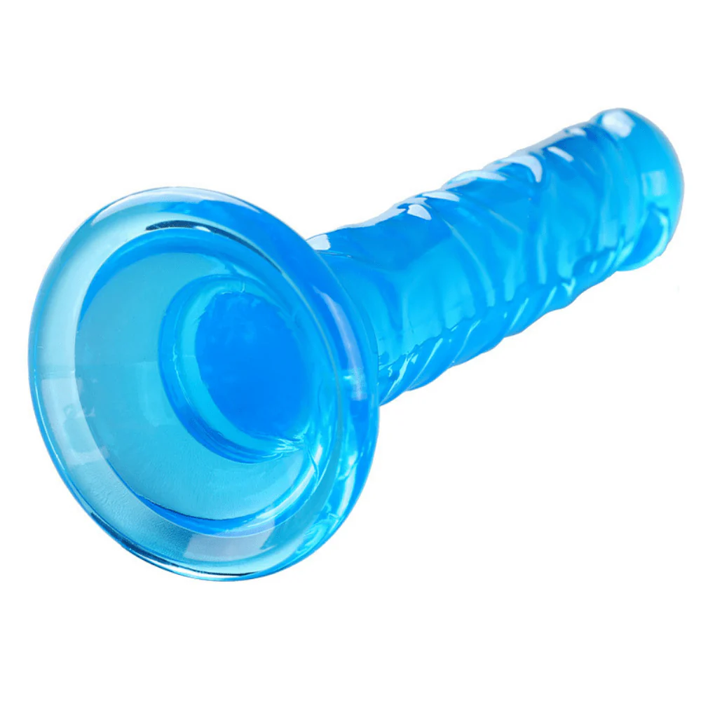 6 Inch Slim Beginner's Veined Jelly Dildo - Image 6