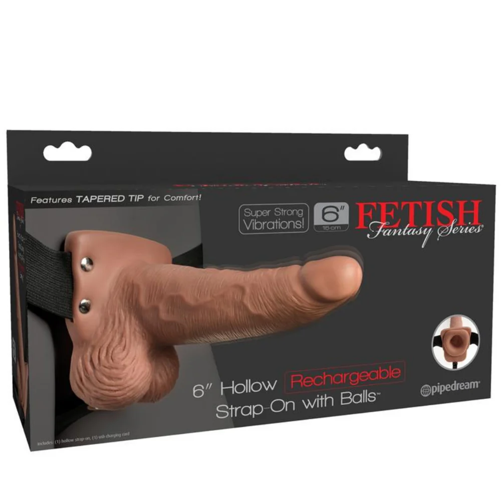 Rechargeable Vibrating Hollow Strap-On With Balls - Image 4