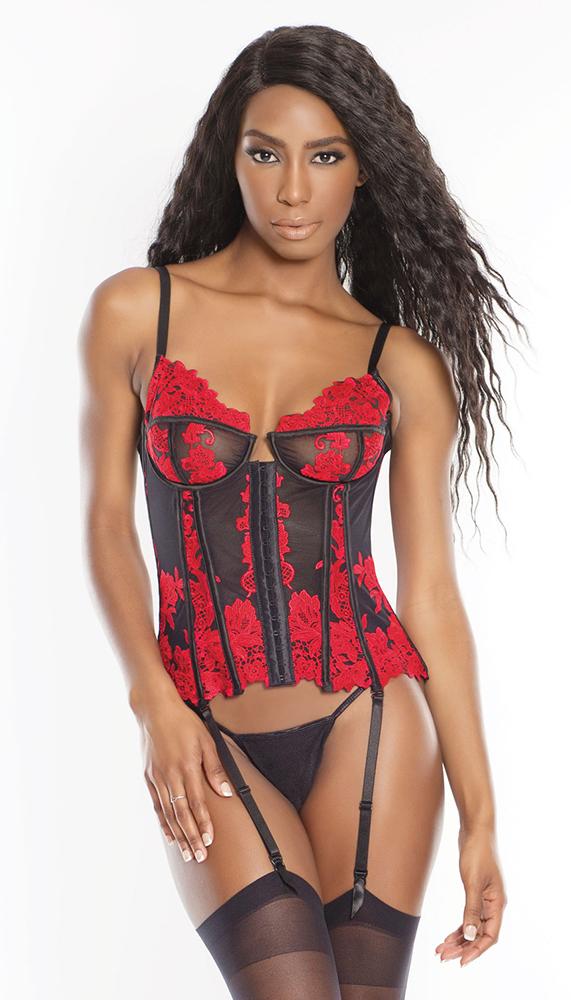 Embroidered Bustier with Lace-up Back - Image 3