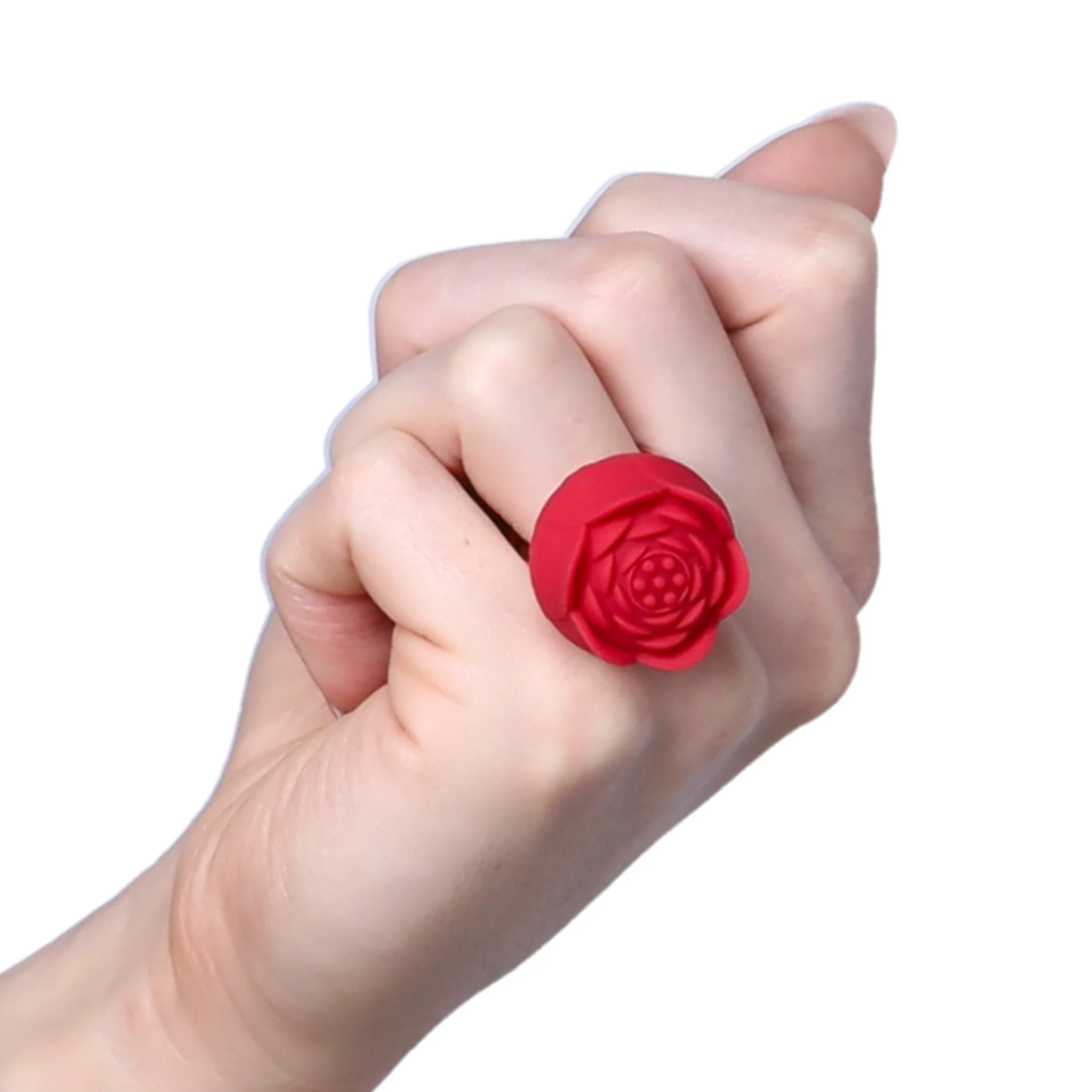 Rose Nubby Silicone Finger Ring Vibrator - Discreet Pleasure On-The-Go! - Image 3
