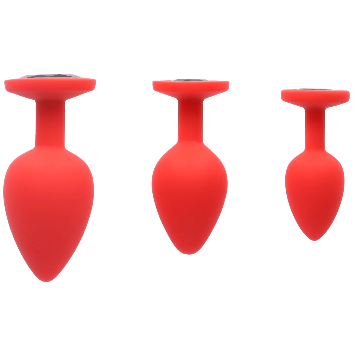 Red Silicone Jeweled Anal Plug - Available In 3 Sizes! - Image 2