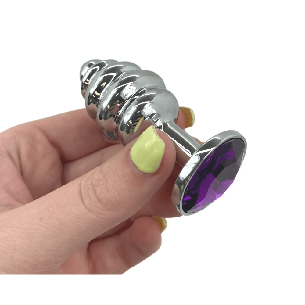 Jewel Metal Booty Plug - Rippled for Intense Sensations! - Image 3