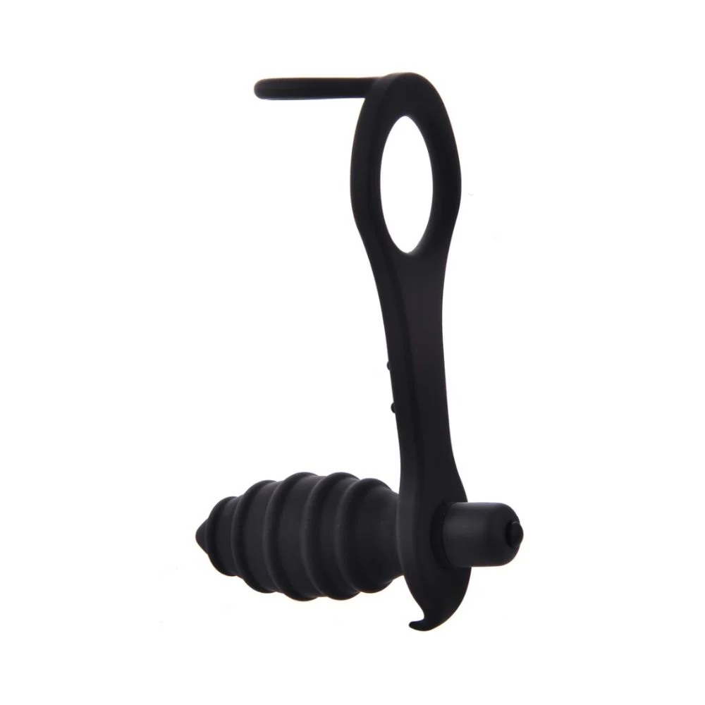 Rippled Vibrating Anal Plug with Cock Ring - Image 3