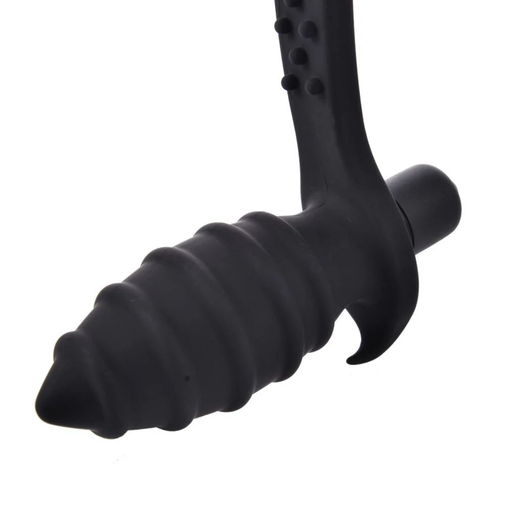 Rippled Vibrating Anal Plug with Cock Ring - Image 6