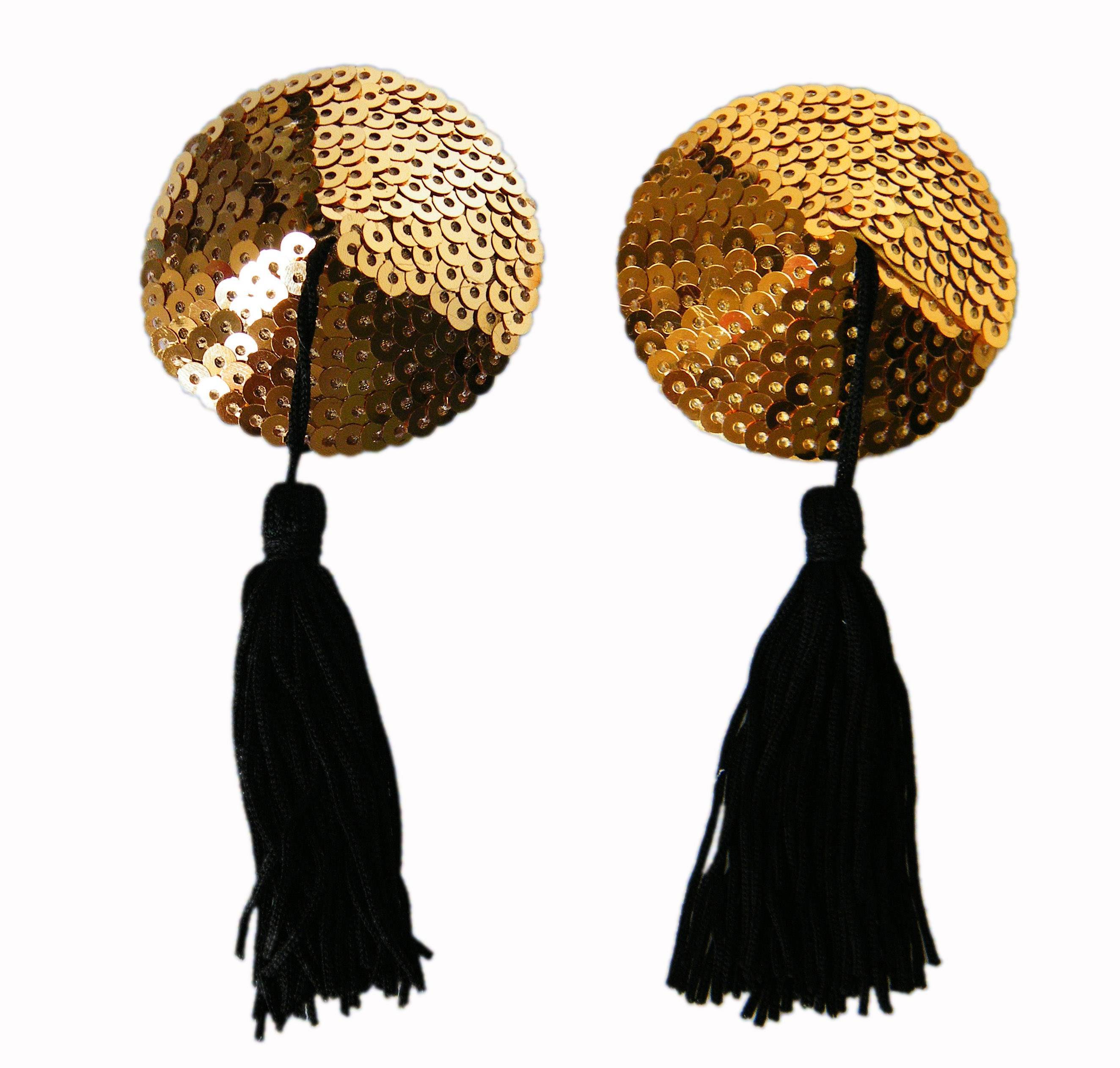 Sequin Nipple Pasties with Tassels - Image 2